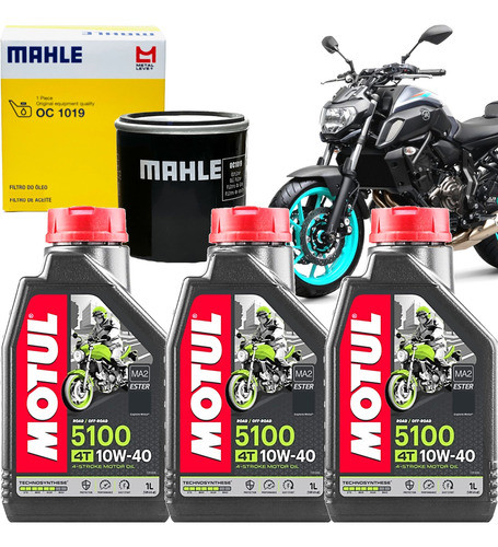 Kit 3 Oleo Motul 5100 10w40 + Filtro Oleo Yamaha Mt07 Mt-07 0
