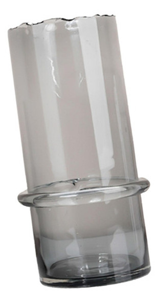 Vaso Cilíndrico De Vidro Para Arranjo De Preto Cinza Alto 0