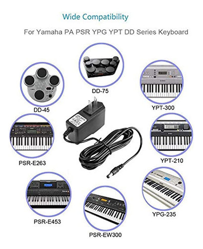 Adaptador De 12 V Acdc Para Yamaha Pa Psr Ypg Ypt Dd Series 1