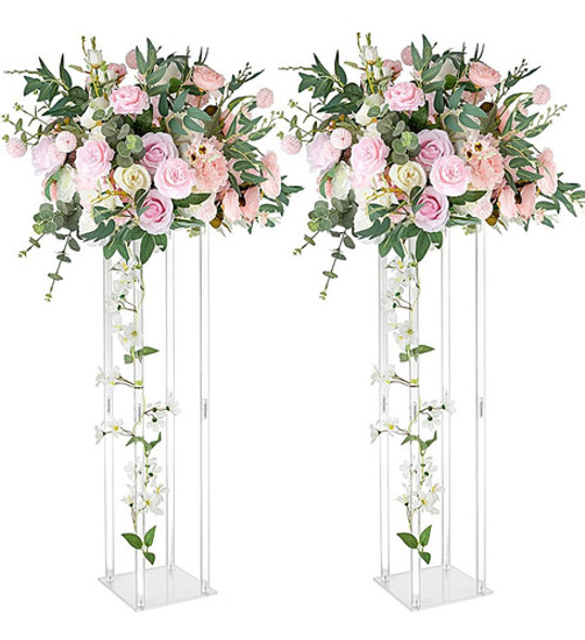 Lanlong 2 Piezas Jarrones De Acrílico Transparente Centros D 0