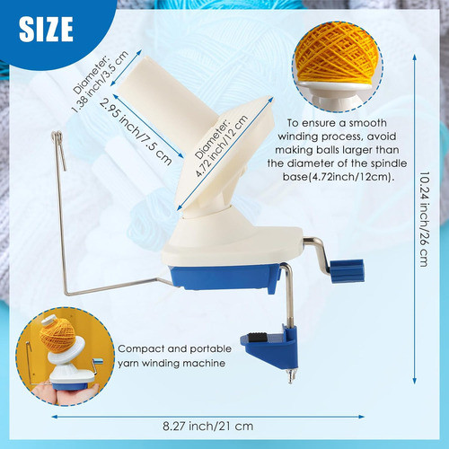 Devanador De Hilo Manual Para Madejas De Lana Azul Y Blanca 1