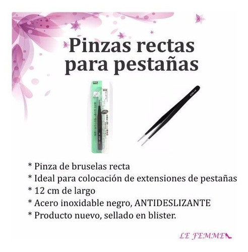 Pinza Recta Para Pestañas  Y Decoracion Lefemme 1