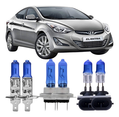Kit Lâmpadas Super Branca Hyundai Elantra Techone H7 H1 H27 0