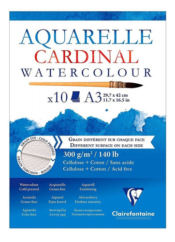 Bloco Clairefontaine Cardinal 300g/m2 A3  50% Cotton 10 Fls 0