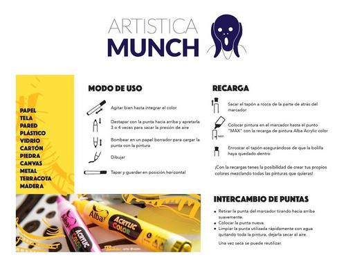 Paleta Completa Recarga Marcador Acrilico Alba 20 Colores 1