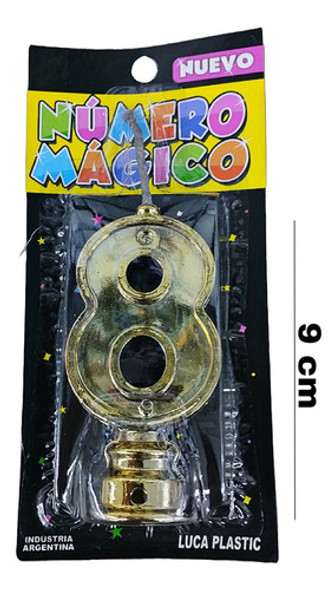 Vela Numero Metalizada Dorada N°8 1
