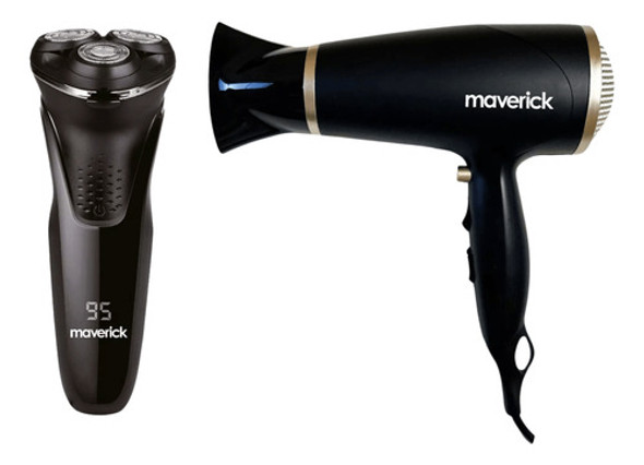 Set Secador Maverick Hd2200 + Afeitadora Shaver 0