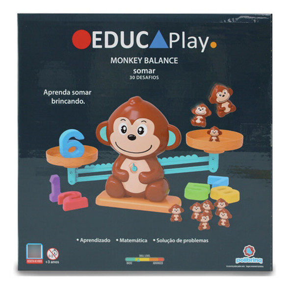 Jogo Educativo Matemático Números Balança Macaco Brinquedo 1 Jogo Educativo Matemático Números Balança Macaco Brinquedo 1