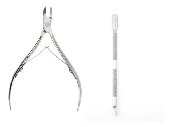 Kit Alicate Corta Cutículas Y Repujador De Cutículas Acero 0