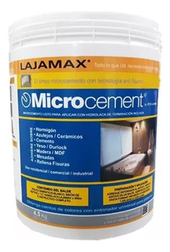 Microcemento 3mt2 4,5 Kgs + Aditivo + Hidrolaca Lajamax 0