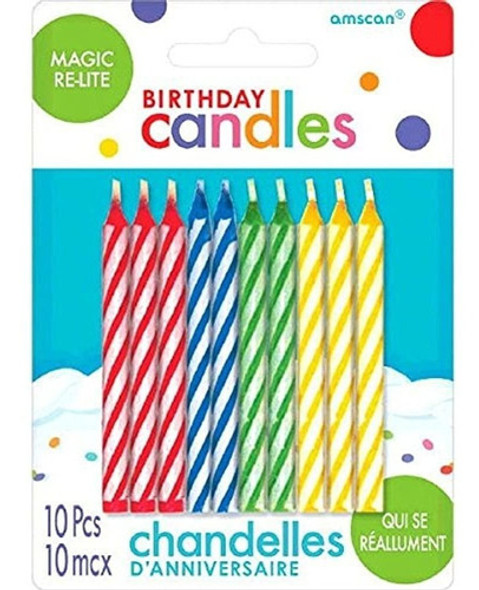 Velas De Cumpleaños Magic Re-lite | Colores Surtidos | Paque 0