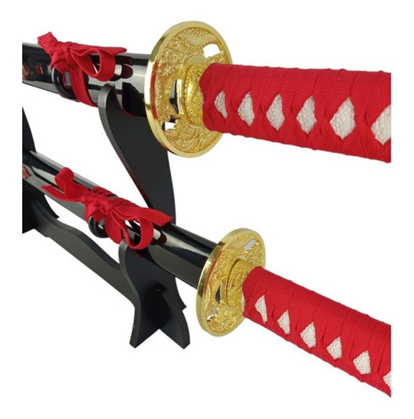 Kit Espada Katana Coleção Decoração Suporte Mesa Cosplay 1 Kit Espada Katana Coleção Decoração Suporte Mesa Cosplay 1