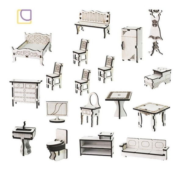 Móveis Para Boneca Brinquedo Infantil Peças Do Lar Madeira 0