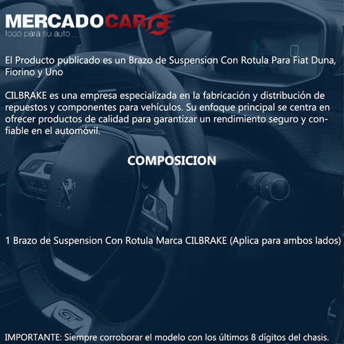 Brazo De Suspension C/ Rotula Cilbrake Fiat Fiorino - 1998 1