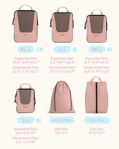 Bagsmart Cubos Embalaje Valijas Compresión P/ Viajes, 6 Pack 1