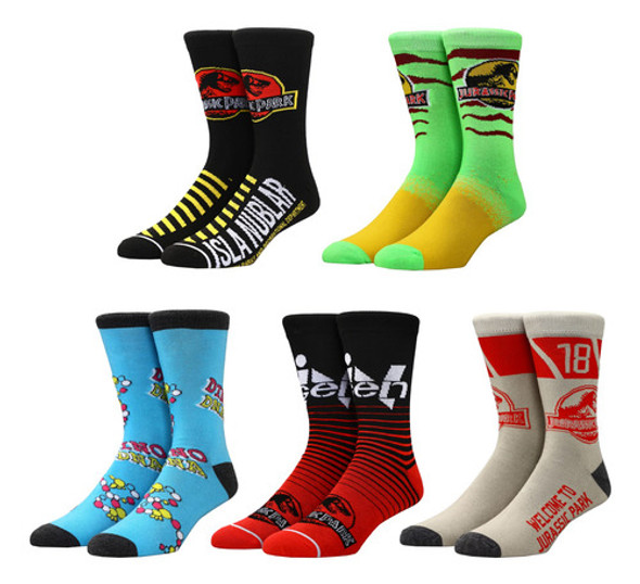 Bioworld Jurassic Park Mixed Art Logos Calcetines Casuales 0