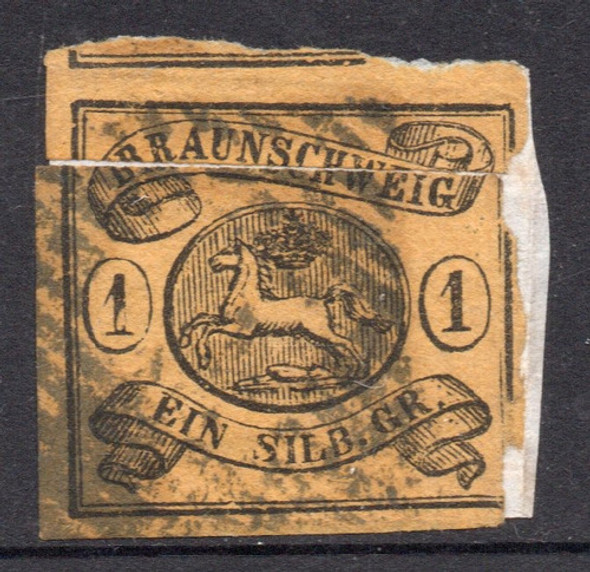 Brunswick (alemania) Sello Deteriorado Caballo Años 1853-63 0