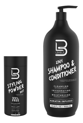 Combo Polvo Fijación+shampoo Y Acondicionador 2 En 1 Level3 0