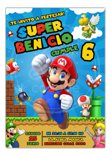 Invitacion Digital Cumpleaños Super Mario Bros Pelicula 0