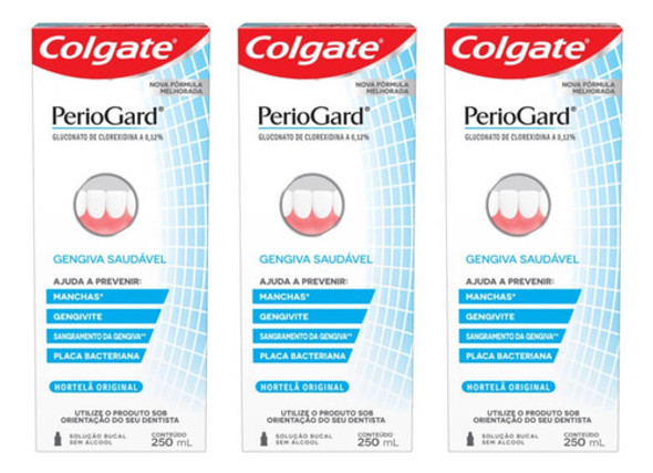 Kit C/03 Colgate Periogard Enxaguante Bucal S Álcool 250ml 0
