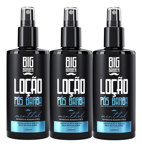 Loção Pós Barba Big Barber 250ml Menthol Não Mancha 3 Unidad 0