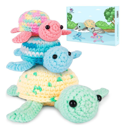 Kit De Crochet Para Principiantes Con 3 Figuras De Tortugas 0