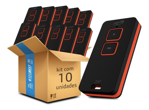 Kit 10 Controle Remoto Ppa Zap Portão Alar Preto Laranja 433 0