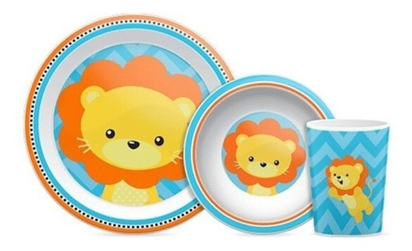 Kit Refeição Infantil Prato Tigela Copo Leão Buba 0