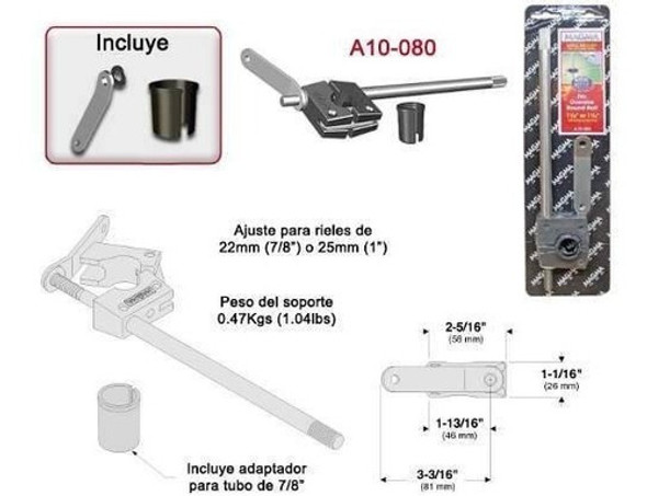 Soporte Parrilla Para Balcón Para Caño Redondo De 7/8  A 1 1
