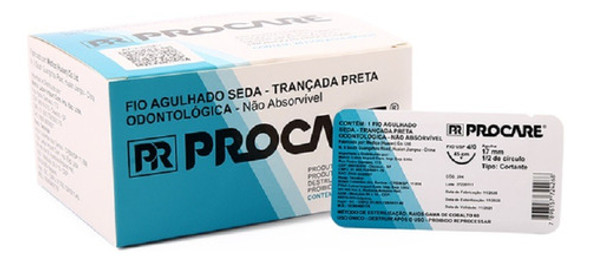 Fio De Sutura Seda - Preta - 3/0 - 24 Unidades -procare 0