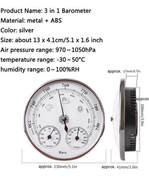 130mm Estação Meteorológica Barômetro Termômetro/higrômetro. 1