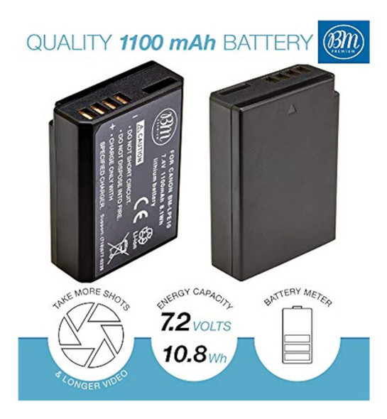 Bm Premium Paquete De 2 Baterías Lp-e10 Para 1