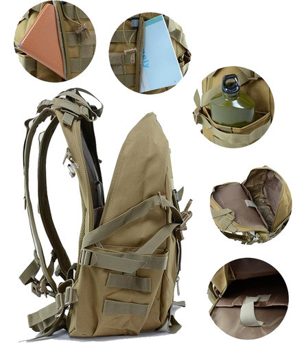 Mochila Tactica Molle De 25l C Portabotellas Beige Seyatu... 1
