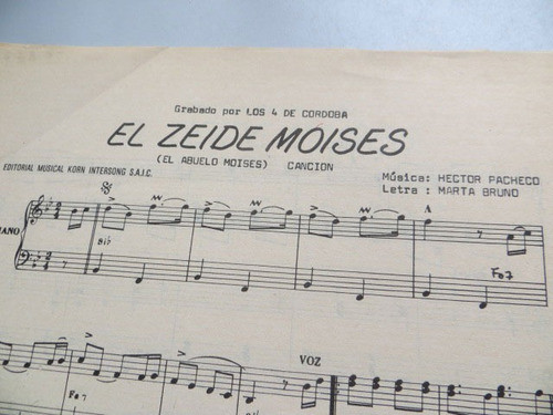 El Zeide Moises (los 4 De Córdoba) + Baila... Partitura 0