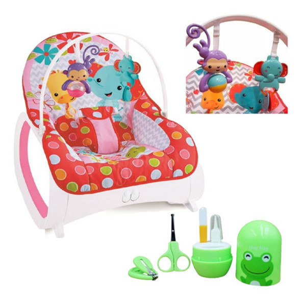 Cadeira De Balanço Musical Vermelho E Kit Manicure P/ Bebês 0