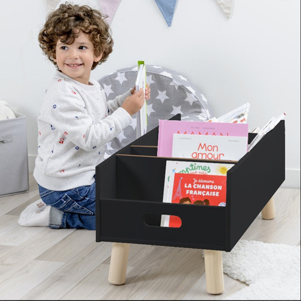 Kit 2 Estante Porta Livros Revisteiro Montessori 40cm Preto 1