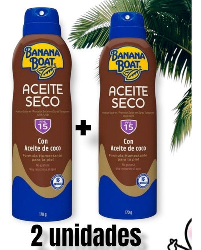 Kit C/2  Bronzeador Banana Boat Aerossol Aceite Seco Fps15 1