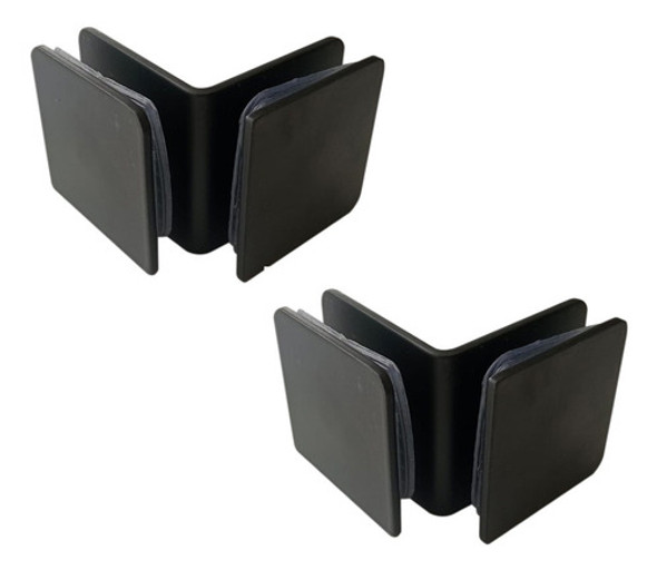 Soporte Mampara Unión Vidrio Vidrio 90º Acero Negro X2 Unid 0