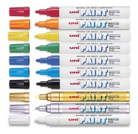Pack 10 Marcadores De Pintura Uni Paint Px-20 Esmalte Px20 0