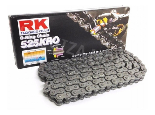 Cadena Rk Japon 525 124p Kro Negra Orring Doble Seguro Md 0