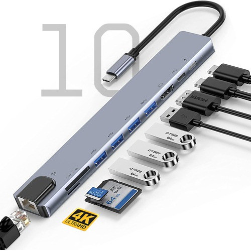 Adaptador Hub Usb-c 8 En 1 Hdmi 4k Usb Sd Macbook Pro Air 1