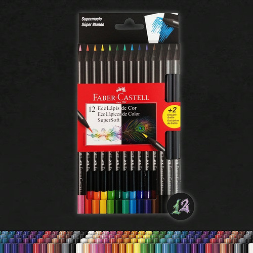Lapices De Color Faber Castell Super Soft X12 Colores +2 1