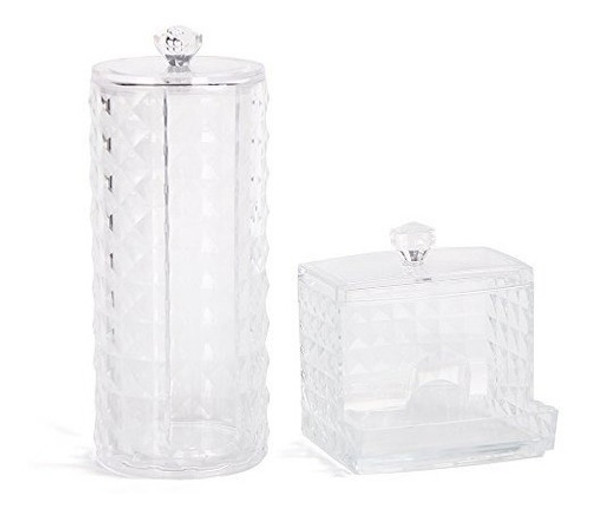 Portapapel Transparente De Algodón Y Dispensador De Hisopos 1