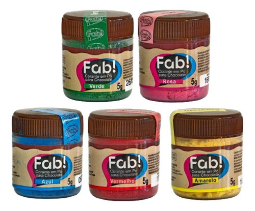 Corante Em Pó Para Chocolate Kit 5 Cores Para Bolos E Doces 0