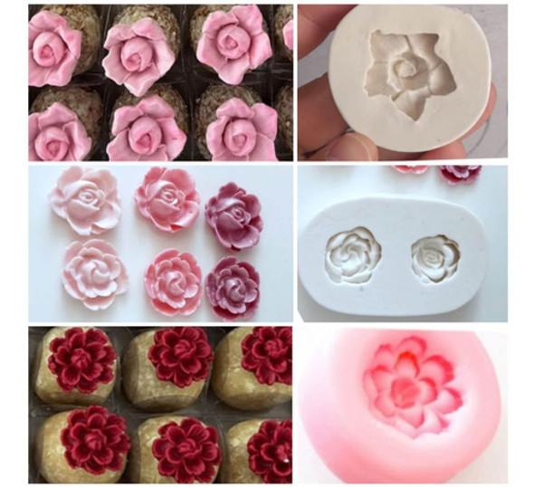 Kit 3 Moldes De Silicone Mini Flores Docinho Mod 4 0