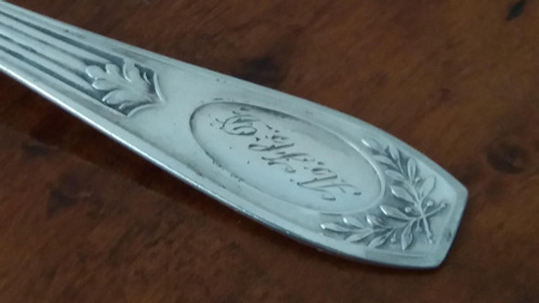 Antiguo Tenedor Alemán De Plata Maciza Pequeño 1