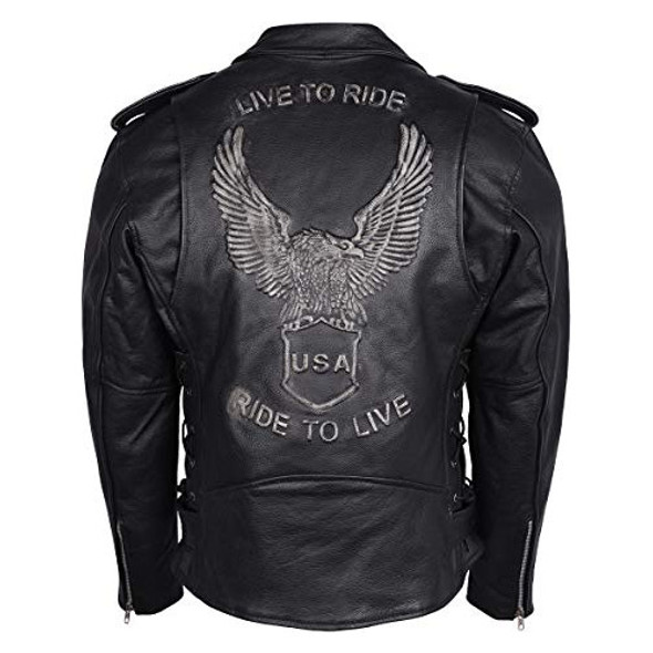 Chaqueta Motociclista Cuero Negro Hombre Diseño Águila Relie 0 Chaqueta Motociclista Cuero Negro Hombre Diseño Águila Relie 0