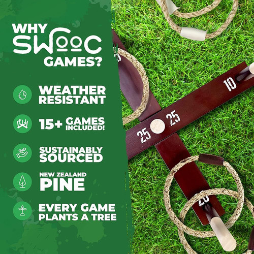 Swooc Rustic Ring Toss Outdoor Game (all Weather) - 15+ Jueg 1