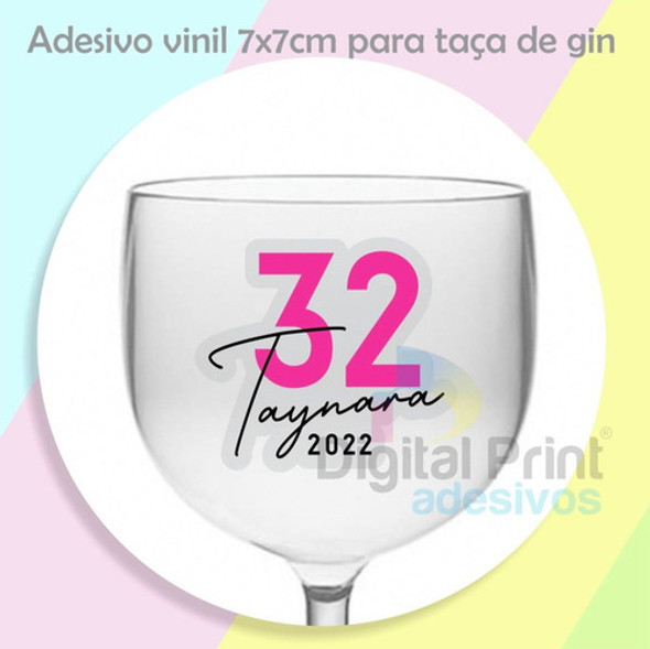 30 Adesivos Vinil Para Taça  Gin Ou Copo Personalizado Nome 1