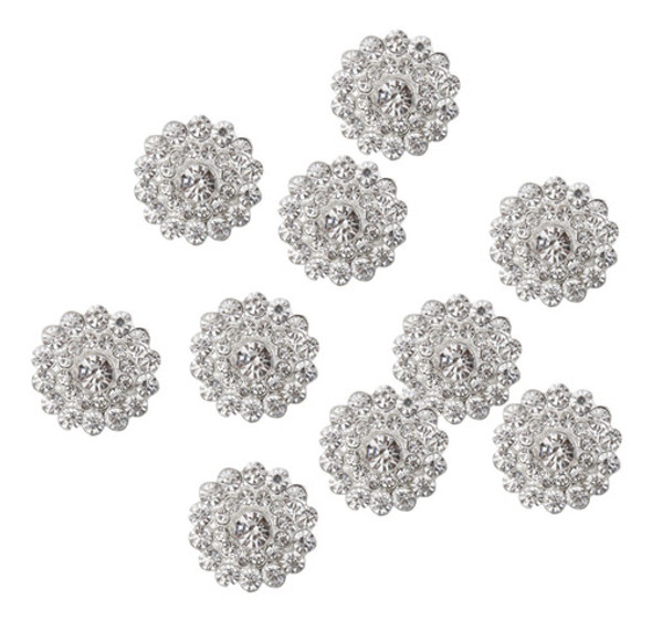 10 Pcs Botões Strass Botões De Prata Cristal Botões Para Rou 0